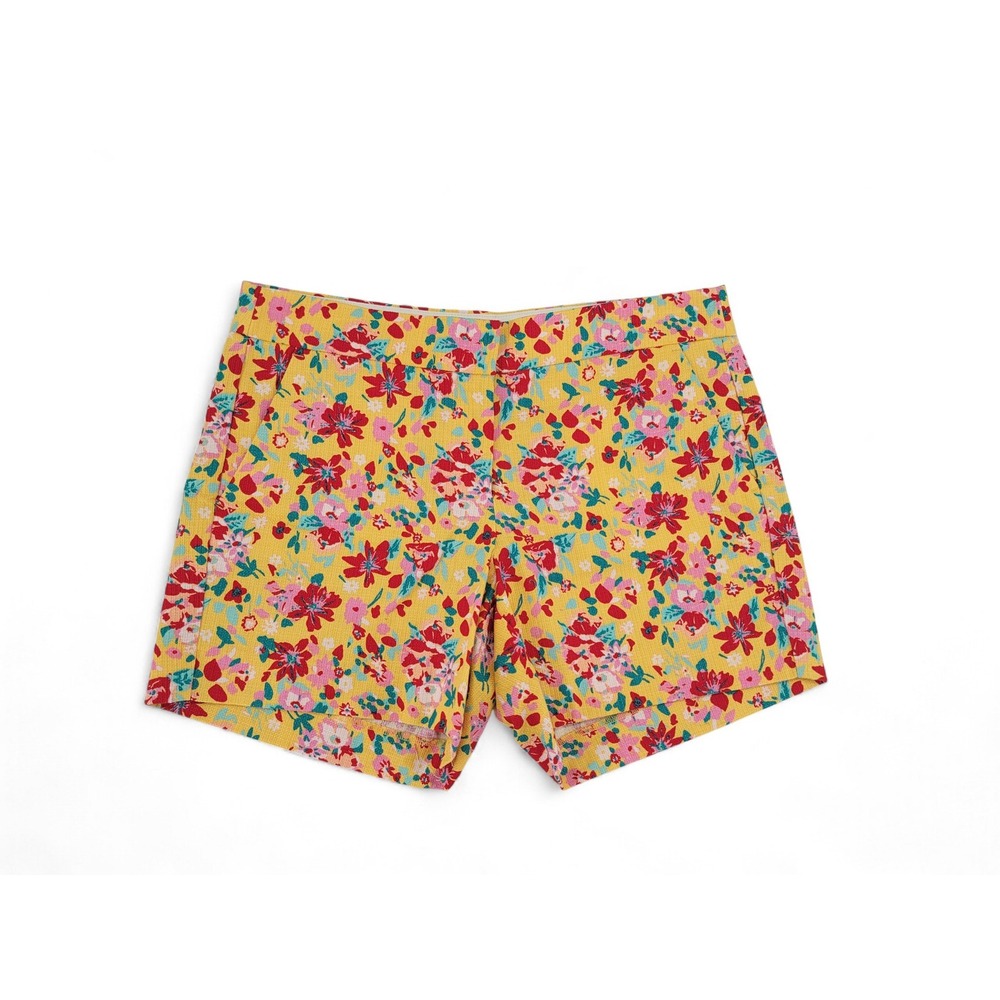 J.Crew Floral Shorts Size 6 NWT Yellow Red Pink Summer Cotton High Rise Casual